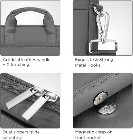 NIDOO 14-15 Inch Laptop Briefcase Bag Sleeve Case for 14" Thinkpad T490 T495s / Latitude 14 15 / Surface Laptop 3 4 ｜ Book 3/15" 16" MacBook Pro / 15" IdeaPad S340 / XPS 15 / MateBook D 15, Grey in Saudi Arabia