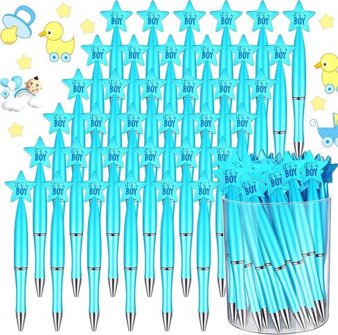Outus 48 Pcs Baby Shower Pens Bulk Baby Shower Favors Baby Shower Supplies for Baby Shower Birth Announcement Guests Favors Decorations(Blue, For Boy) in Saudi Arabia