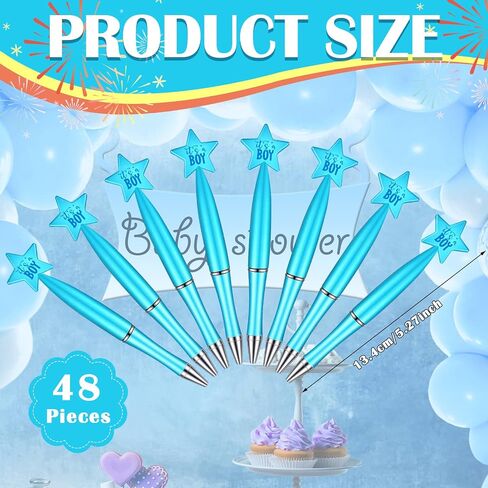 Outus 48 Pcs Baby Shower Pens Bulk Baby Shower Favors Baby Shower Supplies for Baby Shower Birth Announcement Guests Favors Decorations(Blue, For Boy) in Saudi Arabia
