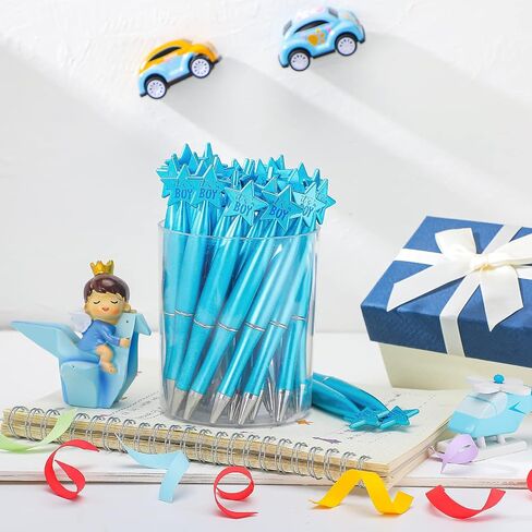 Outus 48 Pcs Baby Shower Pens Bulk Baby Shower Favors Baby Shower Supplies for Baby Shower Birth Announcement Guests Favors Decorations(Blue, For Boy) in Saudi Arabia
