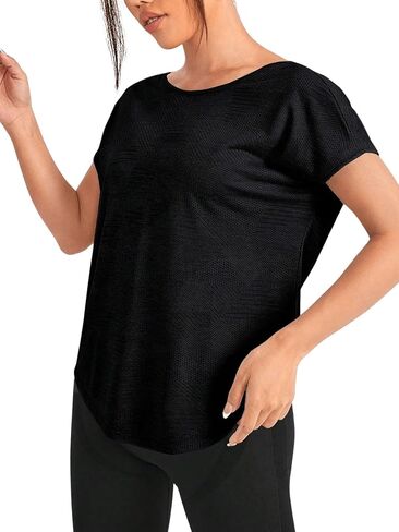 SweatyRocks Women's Criss Cross Backless Yoga Shirt Sports Tops Short Sleeve Round Neck Workout T Shirt in Saudi Arabia