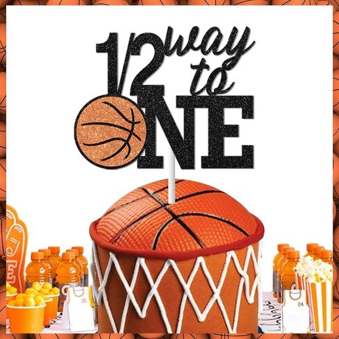 Basketball Half Birthday Decorations for Boys - 1/2 Way to First Banner Cake Topper, Basketball Theme Half Year Birthday Party Supplies with Basketball Garland Balloons in Saudi Arabia