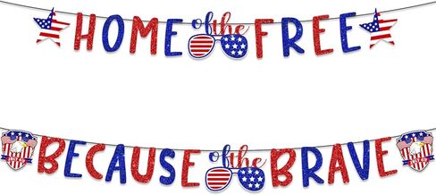 4th of July Banner, Home of the Free Because of the Brave Banner 4th of July Decorations Patriotic Decorations Fourth of July Banner for Independence Day Decorations in Saudi Arabia