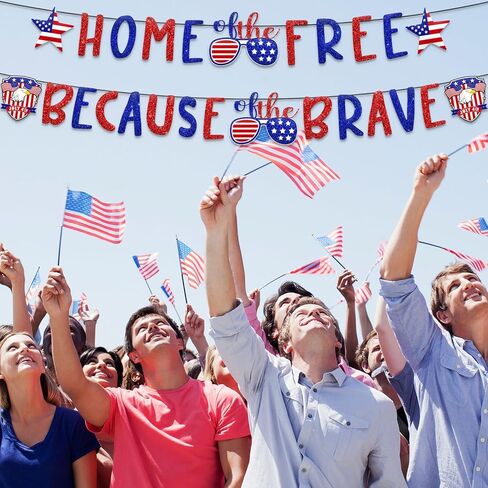 4th of July Banner, Home of the Free Because of the Brave Banner 4th of July Decorations Patriotic Decorations Fourth of July Banner for Independence Day Decorations in Saudi Arabia