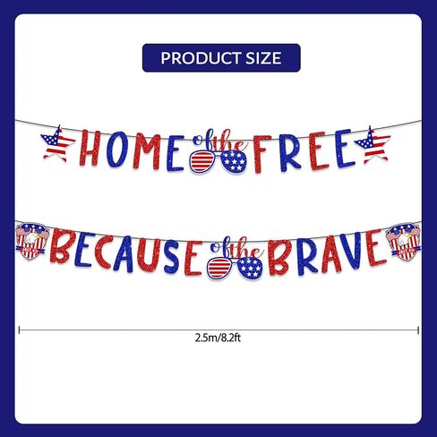 4th of July Banner, Home of the Free Because of the Brave Banner 4th of July Decorations Patriotic Decorations Fourth of July Banner for Independence Day Decorations in Saudi Arabia