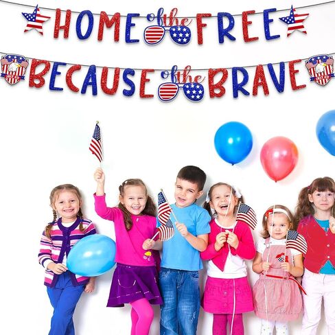 4th of July Banner, Home of the Free Because of the Brave Banner 4th of July Decorations Patriotic Decorations Fourth of July Banner for Independence Day Decorations in Saudi Arabia