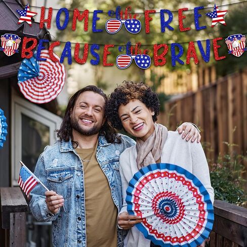 4th of July Banner, Home of the Free Because of the Brave Banner 4th of July Decorations Patriotic Decorations Fourth of July Banner for Independence Day Decorations in Saudi Arabia