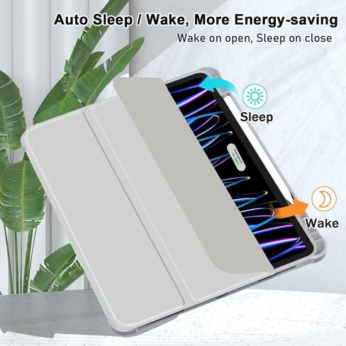 حافظة OKP لجهاز iPad Pro 12.9 الجديد الجيل السادس/الخامس/الرابع/الجيل الثالث 2022/2021/2020/2018، حافظة ipad Pro مقاس 12.9 بوصة مع حامل ثلاثي الطي، غطاء مقاس 12.9 بوصة مع غطاء خلفي شفاف وخفيف الوزن من البولي كربونات للنساء والرجال، وردي in Kuwait