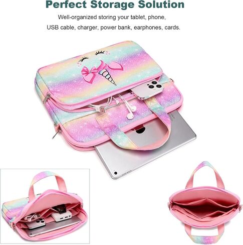 Octsky Tablet Bag Kids Tablet Carrying Bag with Shoulder Strap, Soft Lining, Bowknot Beige in Saudi Arabia