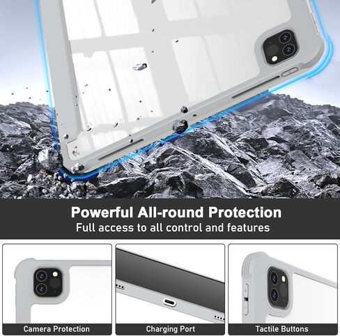 حافظة OKP لجهاز iPad Pro 12.9 الجديد الجيل السادس/الخامس/الرابع/الجيل الثالث 2022/2021/2020/2018، حافظة ipad Pro مقاس 12.9 بوصة مع حامل ثلاثي الطي، غطاء مقاس 12.9 بوصة مع غطاء خلفي شفاف وخفيف الوزن من البولي كربونات للنساء والرجال، وردي in Kuwait