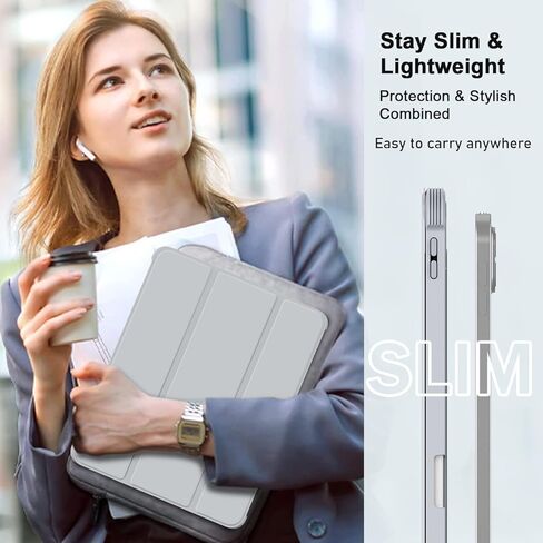 حافظة OKP لجهاز iPad Pro 12.9 الجديد الجيل السادس/الخامس/الرابع/الجيل الثالث 2022/2021/2020/2018، حافظة ipad Pro مقاس 12.9 بوصة مع حامل ثلاثي الطي، غطاء مقاس 12.9 بوصة مع غطاء خلفي شفاف وخفيف الوزن من البولي كربونات للنساء والرجال، وردي in Kuwait