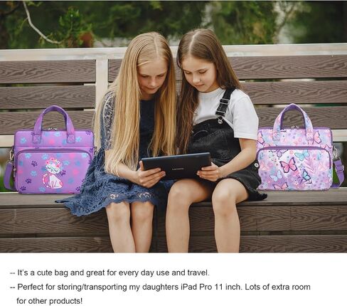 Octsky Tablet Bag Kids Tablet Carrying Bag with Shoulder Strap, Soft Lining, Bowknot Beige in Saudi Arabia