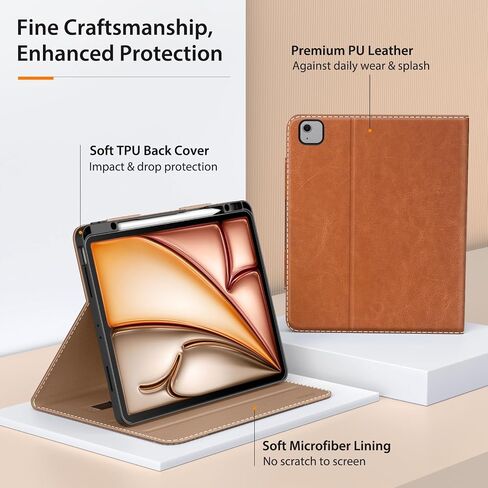MoKo Case for iPad Air 13 Inch M2 2024 & iPad Pro 12.9 2022/2021/2020/2018 with Pencil Holder, Premium Leather Folio Stand Cover for iPad Air 13"/iPad Pro 12.9" 6th/5th/4th/3rd Gen, Black in Saudi Arabia