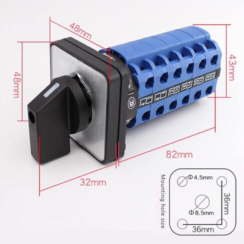 1Pcs Universal Changeover Selector Switch, Power Transfer Switch, 3 Positions 24 Terminals, LW26-20 D606/6 380V 20A Motor, Water Pump Generators, Rotary Cam Selector in Saudi Arabia