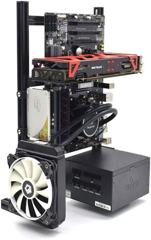 DIY Computer Chassis Bracket Open Motherboard Case Rack M-ATXVertical Horizontal PC Game Chassis Rack Water-Cooled PC Test Bench Creative Overclocking Aluminum Frame Good Heat Dissipation All Black in Saudi Arabia