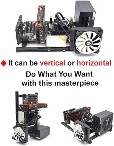 DIY Computer Chassis Bracket Open Motherboard Case Rack M-ATXVertical Horizontal PC Game Chassis Rack Water-Cooled PC Test Bench Creative Overclocking Aluminum Frame Good Heat Dissipation All Black in Saudi Arabia