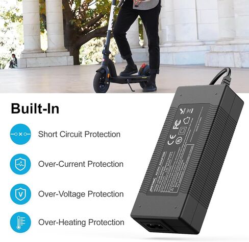 شاحن سكوتر كهربائي 42 فولت 2 أمبير، شهادة UL، DC-1 Prong متوافق مع GOTRAX GXL V2، G2، G3، G4، Apex، Glider، XR Elite، XR Ultra 36V بطارية ليثيوم أيون in Kuwait