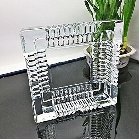 Luxury Glass Ashtray - For Home - RV - Table Top or Office - Smoke Collectable Tribal Decoration with 4 Grooved Cigar Beds - For Cigarette or Cigars - SQUARE 4.5" (Small 1) in Saudi Arabia