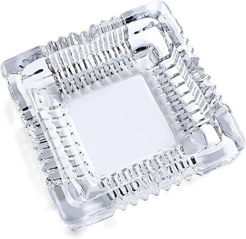 Luxury Glass Ashtray - For Home - RV - Table Top or Office - Smoke Collectable Tribal Decoration with 4 Grooved Cigar Beds - For Cigarette or Cigars - SQUARE 4.5" (Small 1) in Saudi Arabia