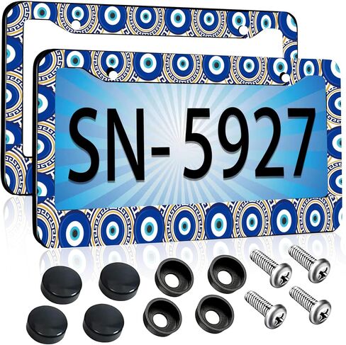 Evil Eyes License Plate Frames Car Universal - Cute License Plate Cover Evil Eyes Car Accessories for Women Car Decor,Car Beautiful License Plate holder with Screw Caps Cover,2pcs (for Evil Eyes) in Saudi Arabia