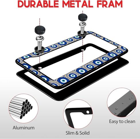 Evil Eyes License Plate Frames Car Universal - Cute License Plate Cover Evil Eyes Car Accessories for Women Car Decor,Car Beautiful License Plate holder with Screw Caps Cover,2pcs (for Evil Eyes) in Saudi Arabia