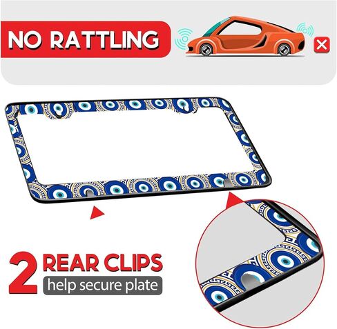 Evil Eyes License Plate Frames Car Universal - Cute License Plate Cover Evil Eyes Car Accessories for Women Car Decor,Car Beautiful License Plate holder with Screw Caps Cover,2pcs (for Evil Eyes) in Saudi Arabia