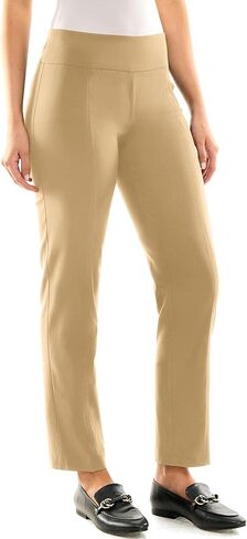 Zac & Rachel Women's Petite Millennium Fabric Pull-On Slim Leg Pant, Chino, 8P in Saudi Arabia