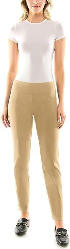 Zac & Rachel Women's Petite Millennium Fabric Pull-On Slim Leg Pant, Chino, 8P in Saudi Arabia