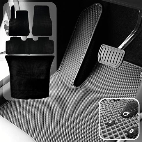 Tesla Model 3 Floor Mats All Weather Custom fit for 2017-2023 Model 3 Accessories All Season Protection PVC Material 3D Pyramid Patterns Minimal Design Logo Free odorless in Saudi Arabia