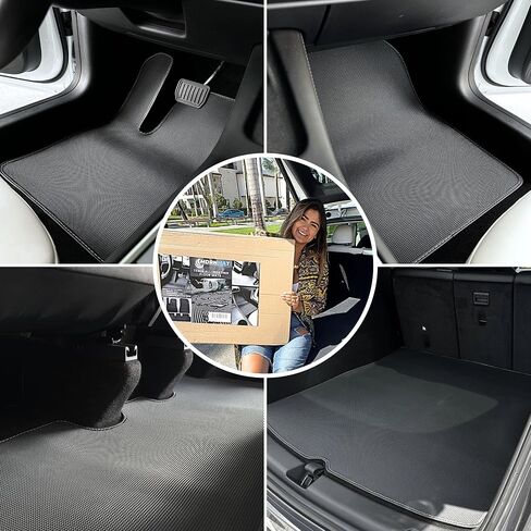 Tesla Model 3 Floor Mats All Weather Custom fit for 2017-2023 Model 3 Accessories All Season Protection PVC Material 3D Pyramid Patterns Minimal Design Logo Free odorless in Saudi Arabia