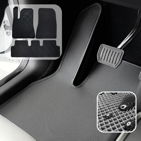 Tesla Model 3 Floor Mats All Weather Custom fit for 2017-2023 Model 3 Accessories All Season Protection PVC Material 3D Pyramid Patterns Minimal Design Logo Free odorless in Saudi Arabia