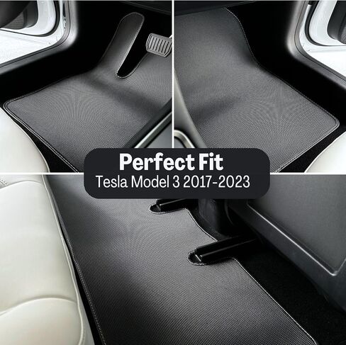 Tesla Model 3 Floor Mats All Weather Custom fit for 2017-2023 Model 3 Accessories All Season Protection PVC Material 3D Pyramid Patterns Minimal Design Logo Free odorless in Saudi Arabia