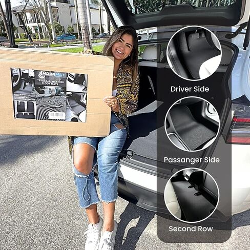 Tesla Model 3 Floor Mats All Weather Custom fit for 2017-2023 Model 3 Accessories All Season Protection PVC Material 3D Pyramid Patterns Minimal Design Logo Free odorless in Saudi Arabia