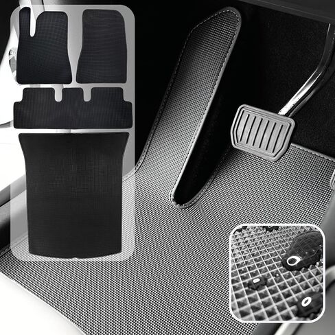 Tesla Model 3 Floor Mats All Weather Custom fit for 2017-2023 Model 3 Accessories All Season Protection PVC Material 3D Pyramid Patterns Minimal Design Logo Free odorless in Saudi Arabia