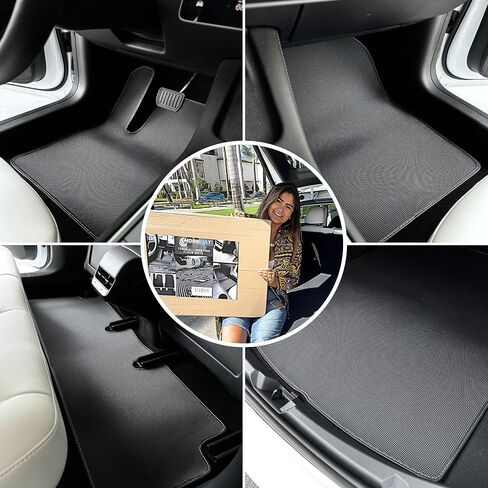 Tesla Model 3 Floor Mats All Weather Custom fit for 2017-2023 Model 3 Accessories All Season Protection PVC Material 3D Pyramid Patterns Minimal Design Logo Free odorless in Saudi Arabia