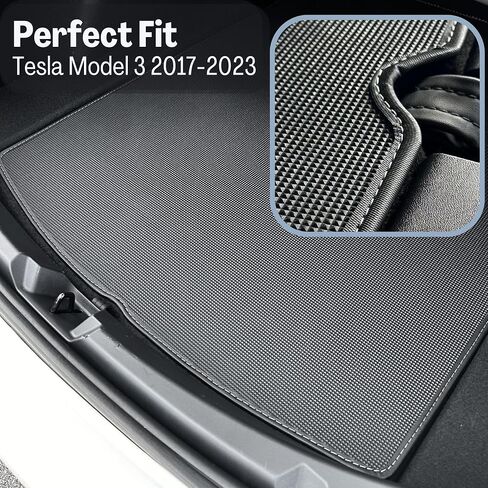 Tesla Model 3 Floor Mats All Weather Custom fit for 2017-2023 Model 3 Accessories All Season Protection PVC Material 3D Pyramid Patterns Minimal Design Logo Free odorless in Saudi Arabia