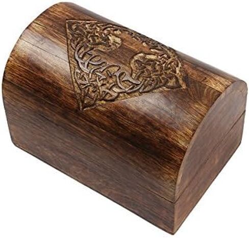 Store Indya Wooden Jewelry Box Novelty Item, Unique Artisan Traditional Hand Carved Jewelry Box, Memory Box, Wooden Storage Box Stash box for Keepsakes from India (Brown) in Saudi Arabia