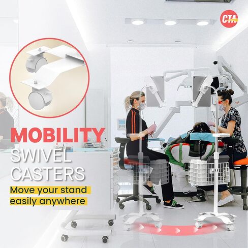 Rolling Gooseneck Floor Stand | CTA Rolling Gooseneck Stand W/Metal Basket, Cradle, and Handle | for Apple iPad 7/8/9 Gen. 10.2" Inch | iPad Pro 11" Inch & 12" Inch | Samsung A7 & A8 | (PAD-CGSWAO) in Saudi Arabia
