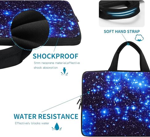 ICOLOR Blue Starry 9.7 10 بوصة حقيبة حمل كمبيوتر محمول من النيوبرين حقيبة سفر محمولة حقيبة Ultrabook مع مقبض (IHB10-03) in Kuwait