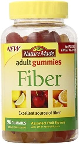 Nature Made Fiber Adult Gummies, Assorted Fruit 90 ea (Pack of 3) in Saudi Arabia
