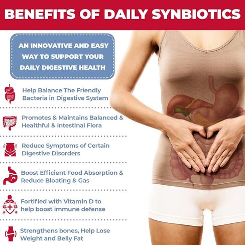 Bifolacto Daily Synbiotics (مزيج البروبيوتيك والبريبايوتكس) للنساء والرجال والأطفال، 30 عبوة فردية، تدعم صحة الجهاز الهضمي مع Lactobacillus GG، معززة بفيتامين د in Kuwait