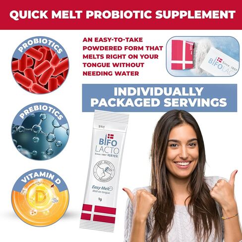 Bifolacto Daily Synbiotics (مزيج البروبيوتيك والبريبايوتكس) للنساء والرجال والأطفال، 30 عبوة فردية، تدعم صحة الجهاز الهضمي مع Lactobacillus GG، معززة بفيتامين د in Kuwait