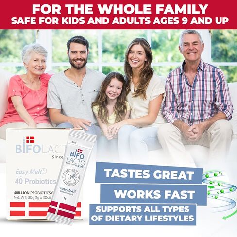 Bifolacto Daily Synbiotics (مزيج البروبيوتيك والبريبايوتكس) للنساء والرجال والأطفال، 30 عبوة فردية، تدعم صحة الجهاز الهضمي مع Lactobacillus GG، معززة بفيتامين د in Kuwait