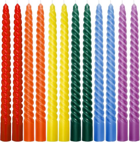 Whaline 12Pcs 10 Inch Colored Spiral Taper Candles 12 Colors Dripless Twisted Wax Candles Long Unscented Candle Sticks for Holiday Celebration Display Home Decoration in Saudi Arabia