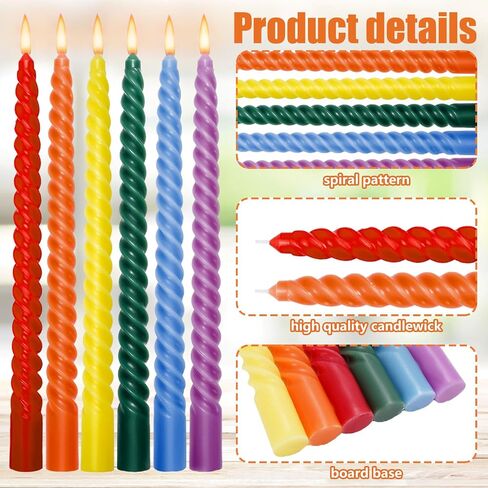 Whaline 12Pcs 10 Inch Colored Spiral Taper Candles 12 Colors Dripless Twisted Wax Candles Long Unscented Candle Sticks for Holiday Celebration Display Home Decoration in Saudi Arabia