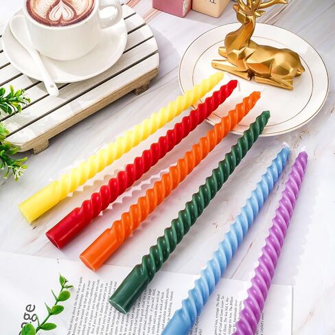 Whaline 12Pcs 10 Inch Colored Spiral Taper Candles 12 Colors Dripless Twisted Wax Candles Long Unscented Candle Sticks for Holiday Celebration Display Home Decoration in Saudi Arabia