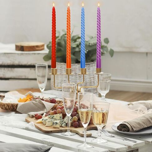 Whaline 12Pcs 10 Inch Colored Spiral Taper Candles 12 Colors Dripless Twisted Wax Candles Long Unscented Candle Sticks for Holiday Celebration Display Home Decoration in Saudi Arabia