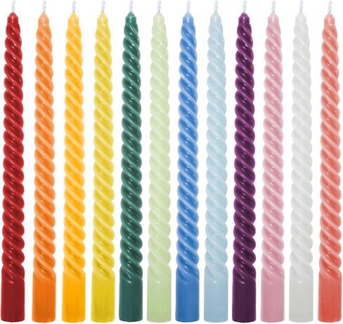 Whaline 12Pcs 10 Inch Colored Spiral Taper Candles 12 Colors Dripless Twisted Wax Candles Long Unscented Candle Sticks for Holiday Celebration Display Home Decoration in Saudi Arabia