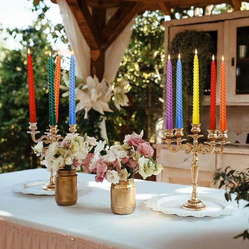 Whaline 12Pcs 10 Inch Colored Spiral Taper Candles 12 Colors Dripless Twisted Wax Candles Long Unscented Candle Sticks for Holiday Celebration Display Home Decoration in Saudi Arabia