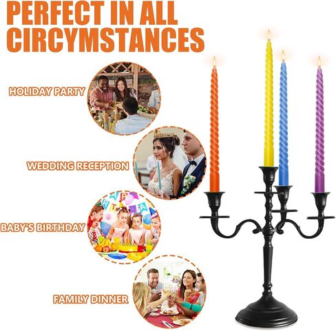 Whaline 12Pcs 10 Inch Colored Spiral Taper Candles 12 Colors Dripless Twisted Wax Candles Long Unscented Candle Sticks for Holiday Celebration Display Home Decoration in Saudi Arabia